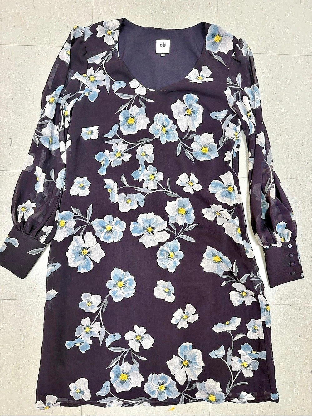 cabi Ellery Dress Floral Mini Dress Purple & Blue Size Small